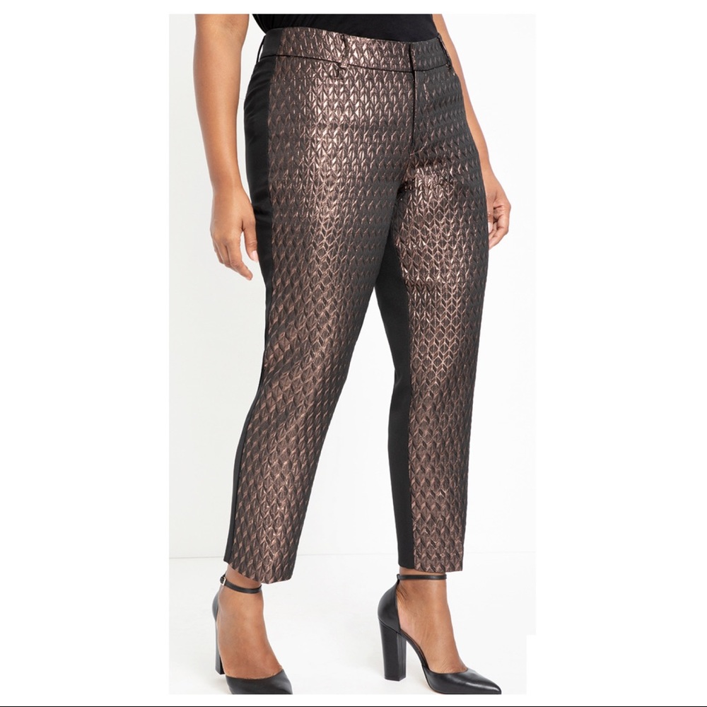 NWT Eloquii Brocade Kady Pant in Gold Size 16